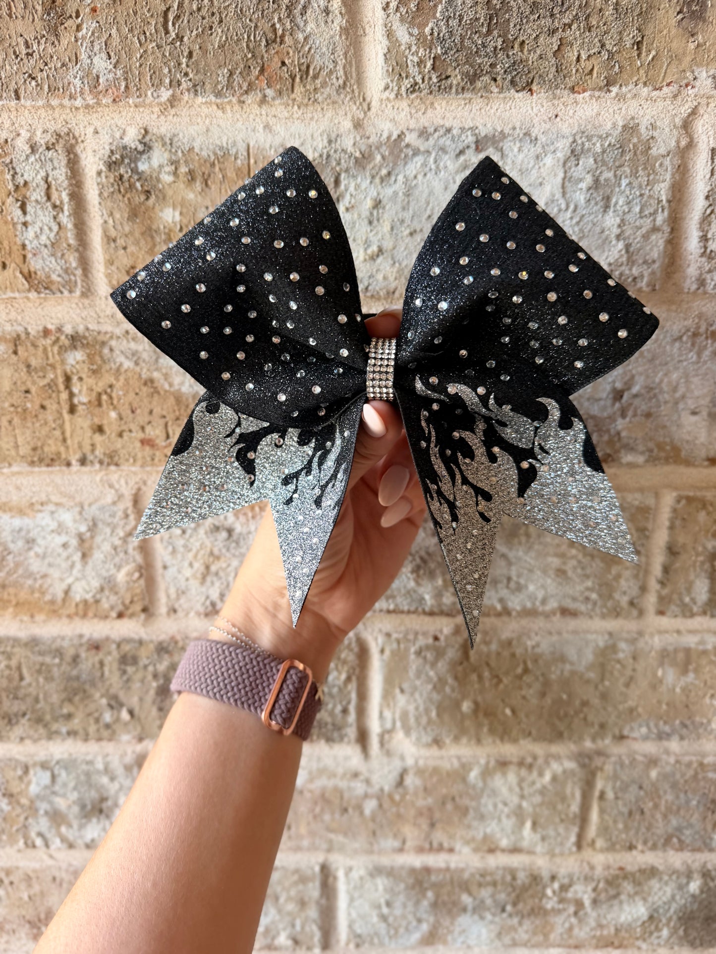 Flames Bow: Black and Silver