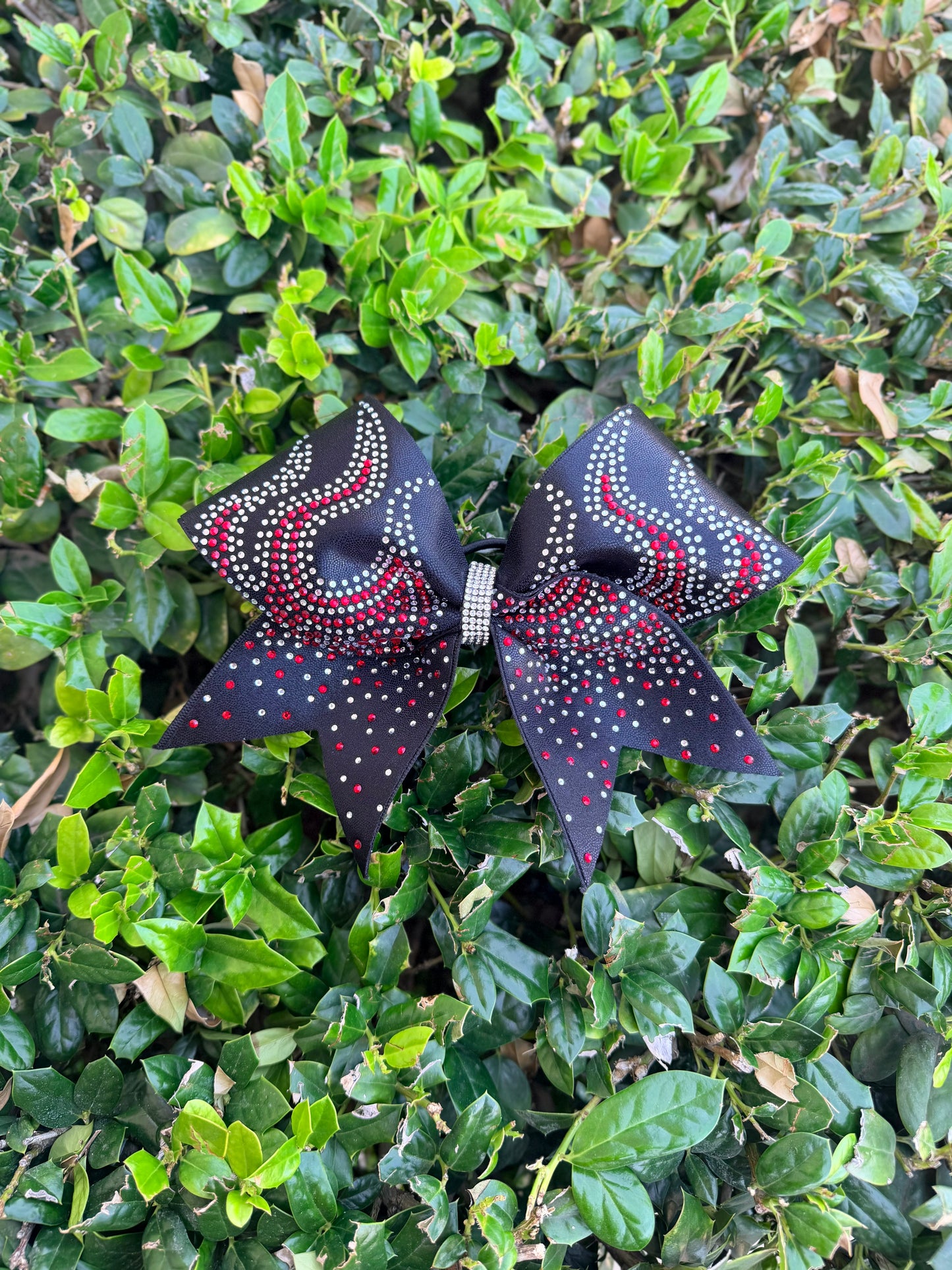 Blaze Bow: Black with Crystal and Red Rhinestones