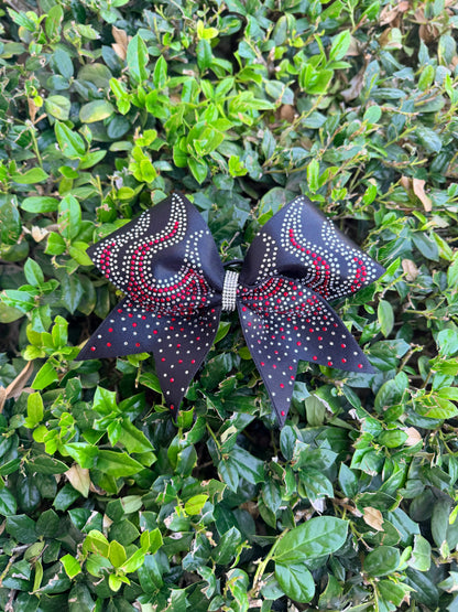 Blaze Bow: Black with Crystal and Red Rhinestones
