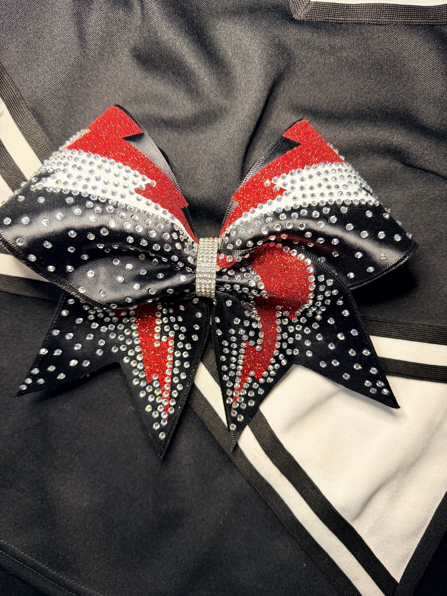 Lightning Bolt Rhinestone Cheer Bow