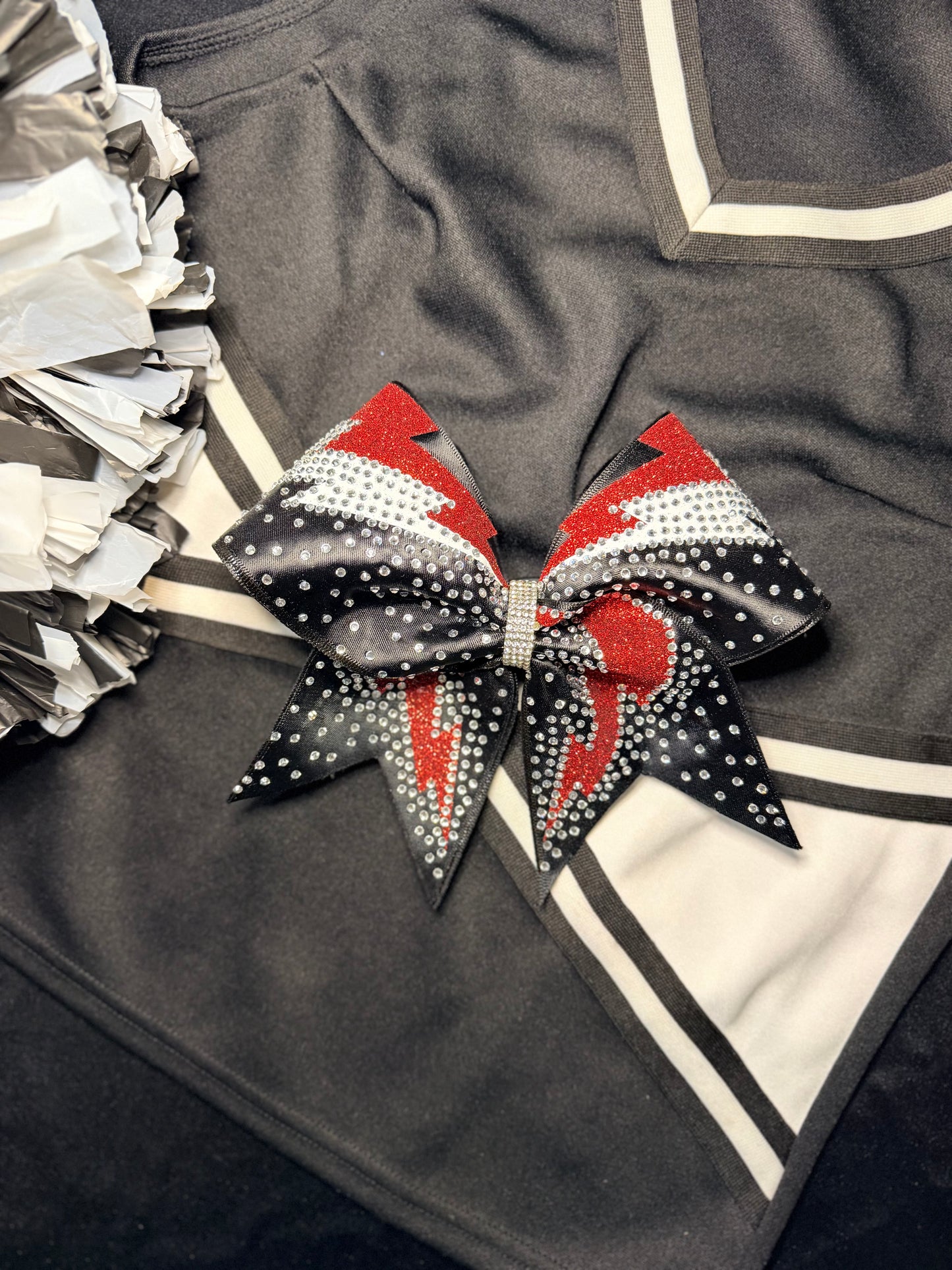 Lightning Bolt Rhinestone Cheer Bow