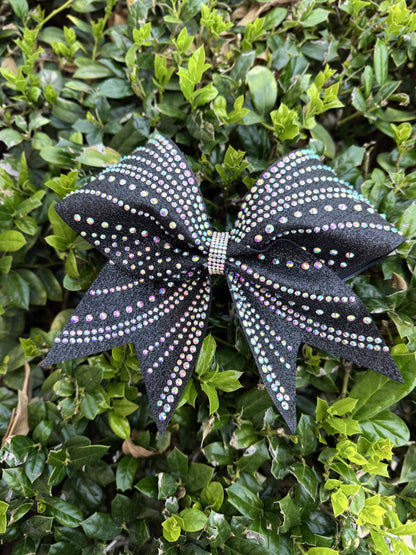 Rylee Bow: Black Rhinestone Cheer Bow