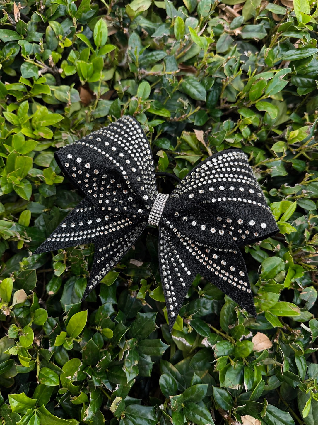 Ryle Bow: Black Rhinestone Cheer Bow