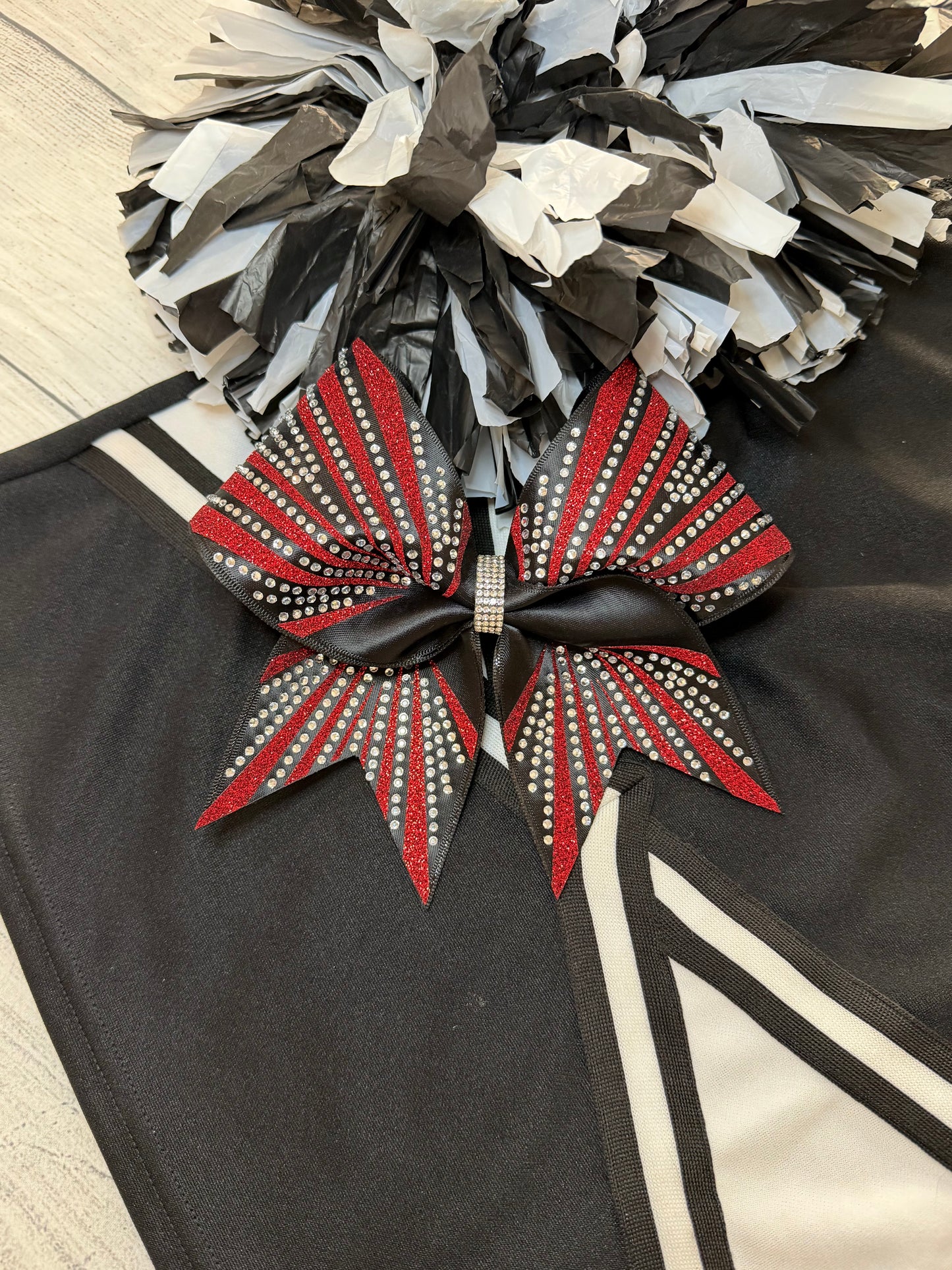 Lennon, Midnight Radiant Burst Cheer Bow – Red