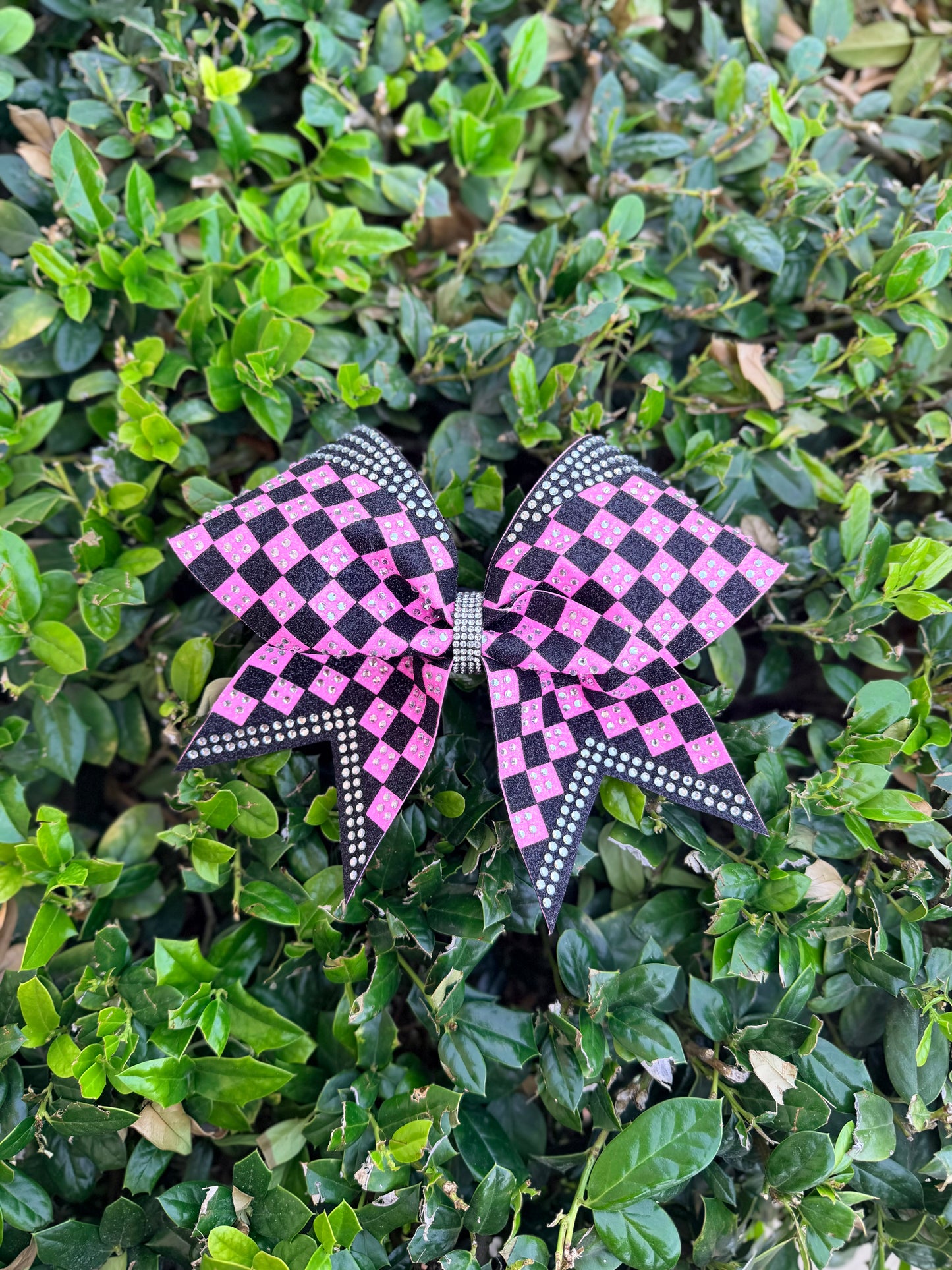 Rumor Bow: Black and Neon Pink