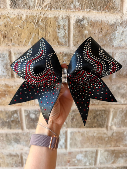 Blaze Bow: Black with Crystal and Red Rhinestones