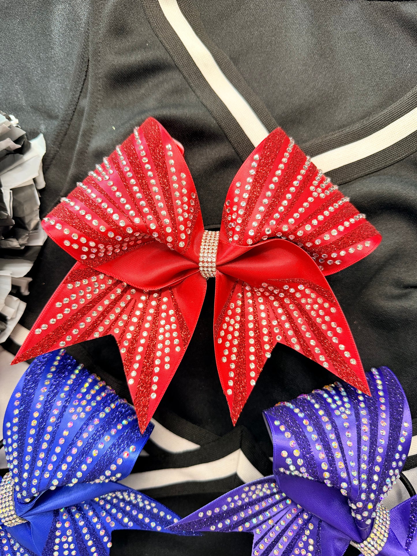 Radiant Burst Cheer Bow – Red Rhinestone Cheer Bow