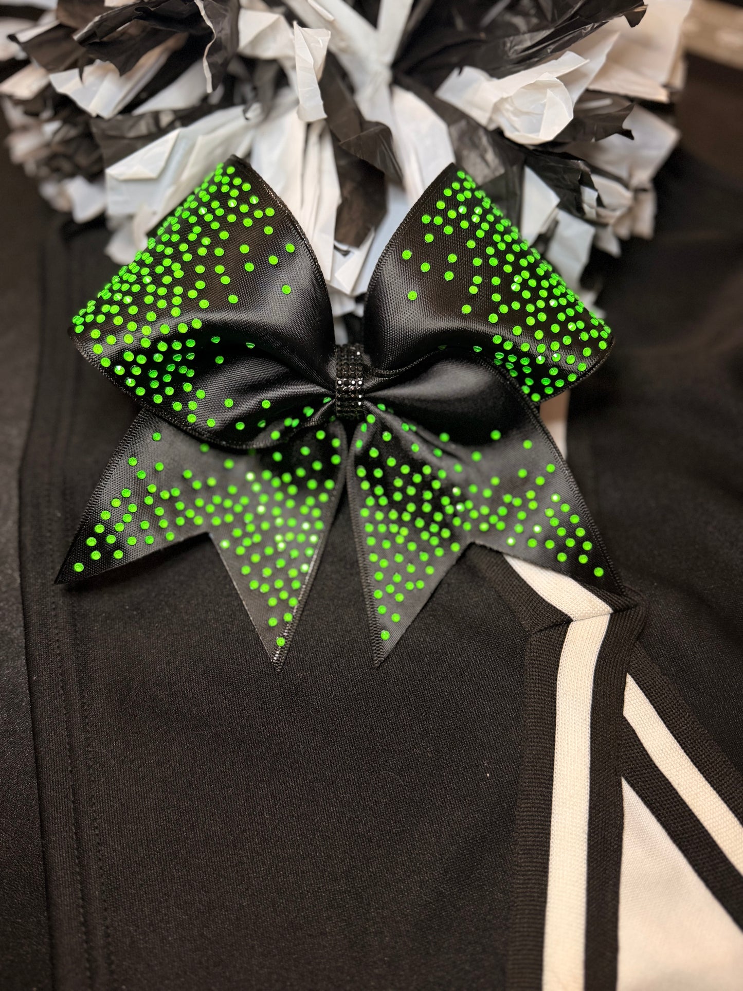 Neon Green Rhinestone Cheer Bow