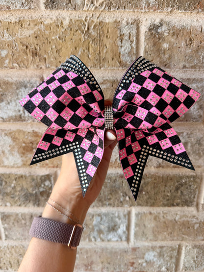 Rumor Bow: Black and Neon Pink