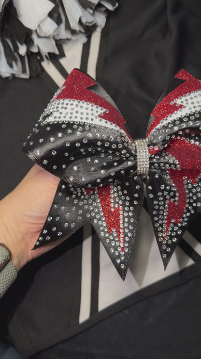 Lightning Bolt Rhinestone Cheer Bow