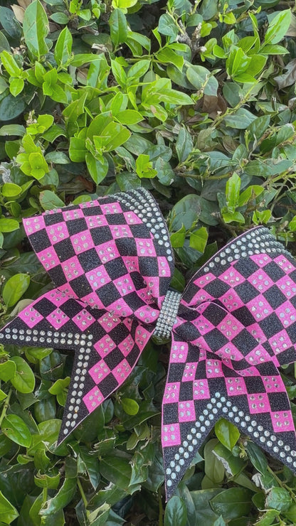 Rumor Bow: Black and Neon Pink