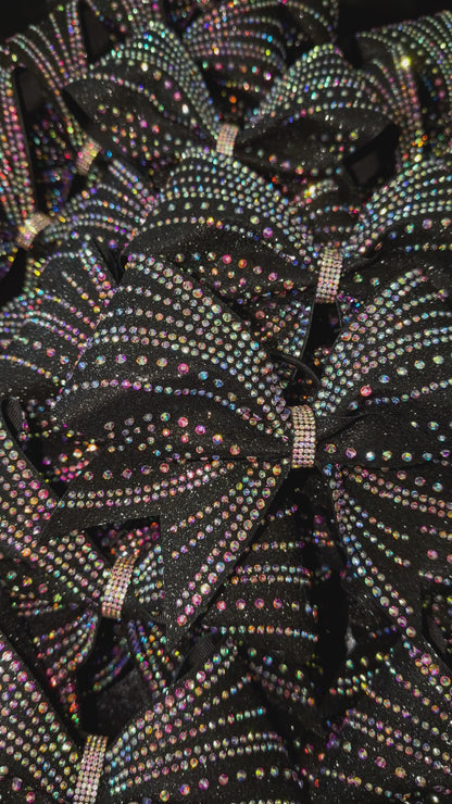 Rylee Bow: Black Rhinestone Cheer Bow