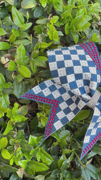Rumor Bow: Navy and White with Red