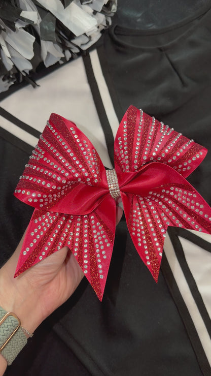 Radiant Burst Cheer Bow – Red Rhinestone Cheer Bow